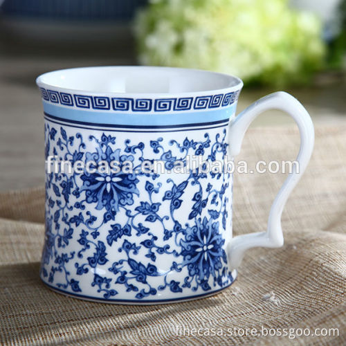 12OZ Elegant Style Blue and White Coffee Mug